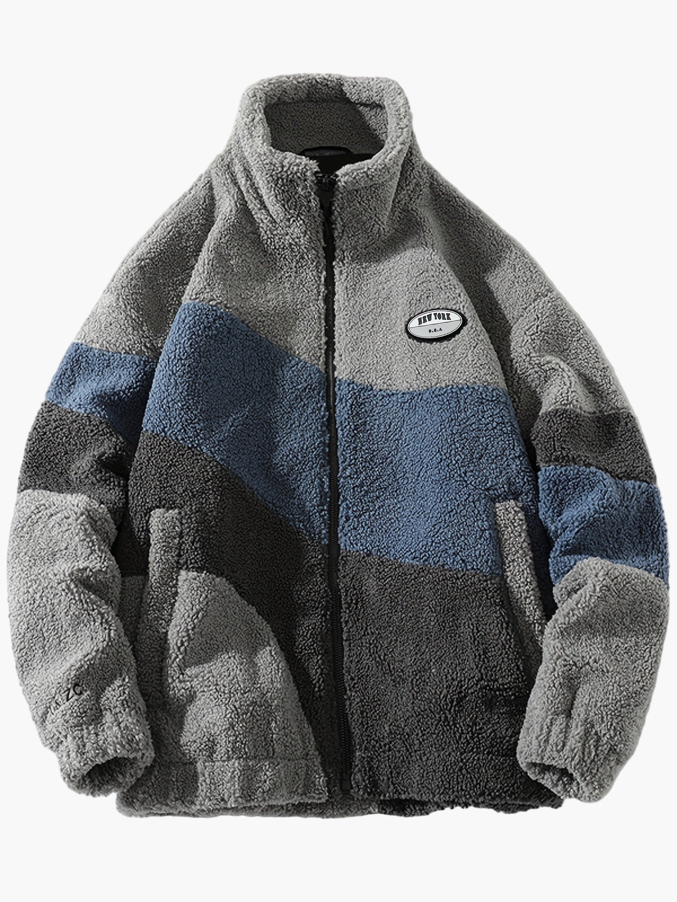 Veste polaire homme style universitaire à col montant et fermeture zippée pour look décontracté