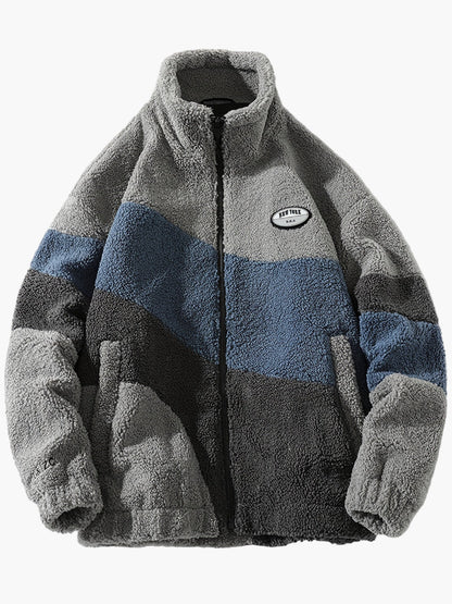 Veste polaire homme style universitaire à col montant et fermeture zippée pour look décontracté