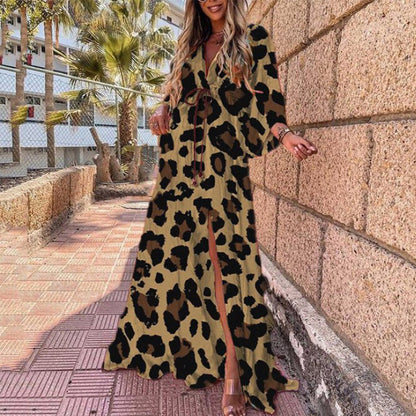 Joanne – Robe longue de plage à décolleté en V sexy et à fente irrégulière