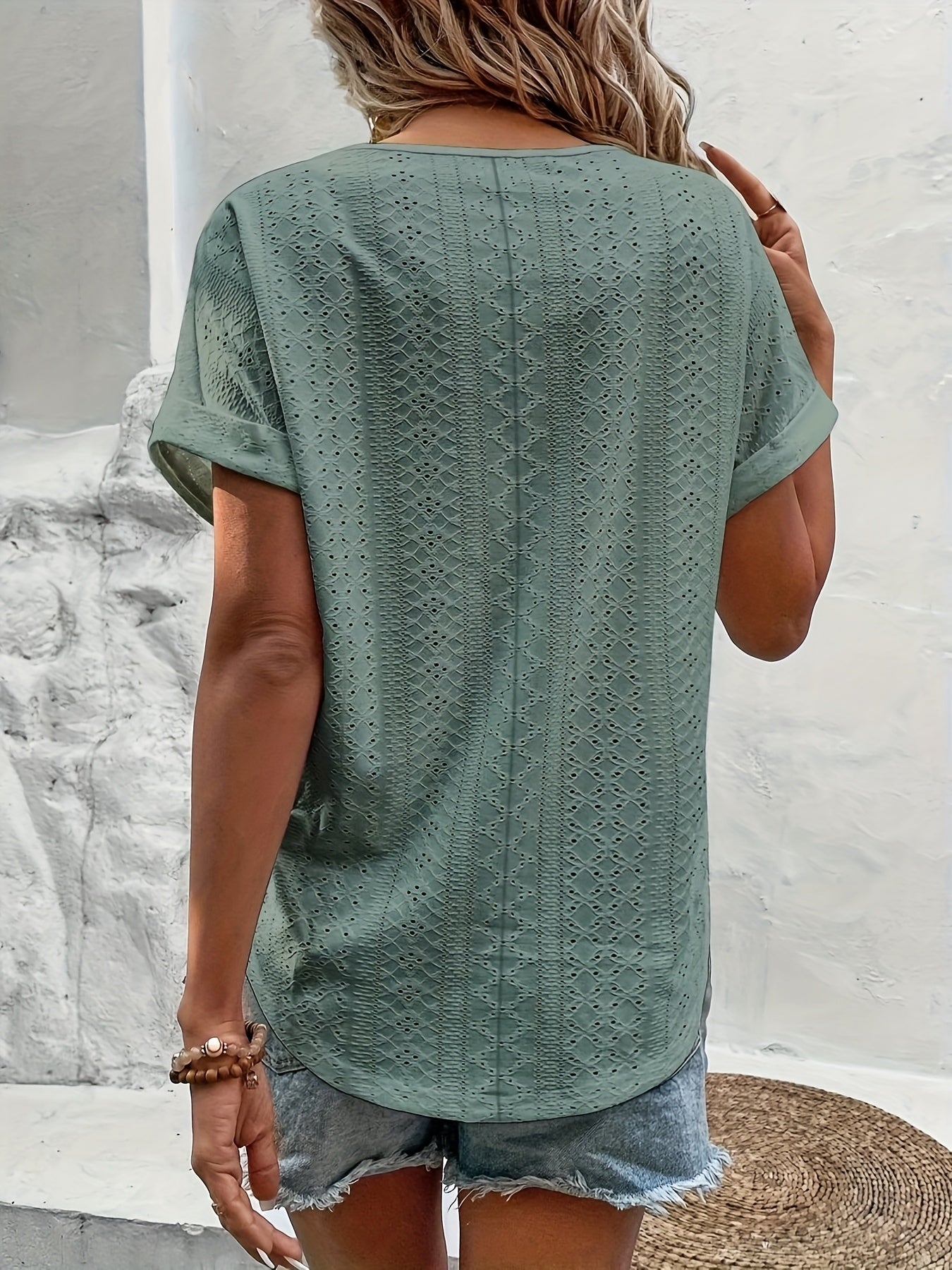 Blusa Donna Elegante Collo a V Stile Casual per Primavera Estate