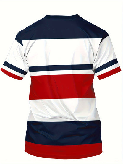 T-shirt décontracté homme style universitaire à rayures pour usage quotidien