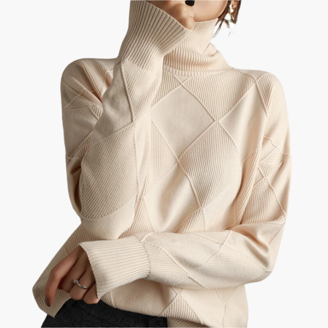 Pull-over Femme Style Décontracté Motif Losanges – Tricot Doux et Confortable pour Loisirs et Quotidien