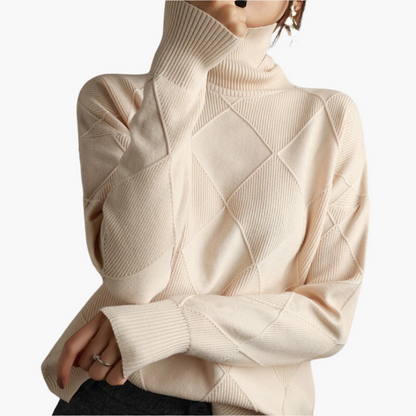 Pull-over Femme Style Décontracté Motif Losanges – Tricot Doux et Confortable pour Loisirs et Quotidien
