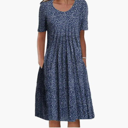 Vestito estivo donna a maniche corte, stile informale, stampa floreale, ideale per le giornate di sole