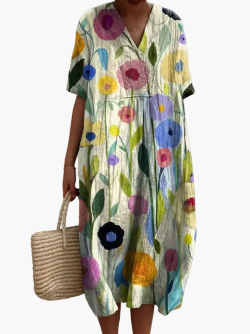 Casual summer dress for women, loose fit, bohemian floral style