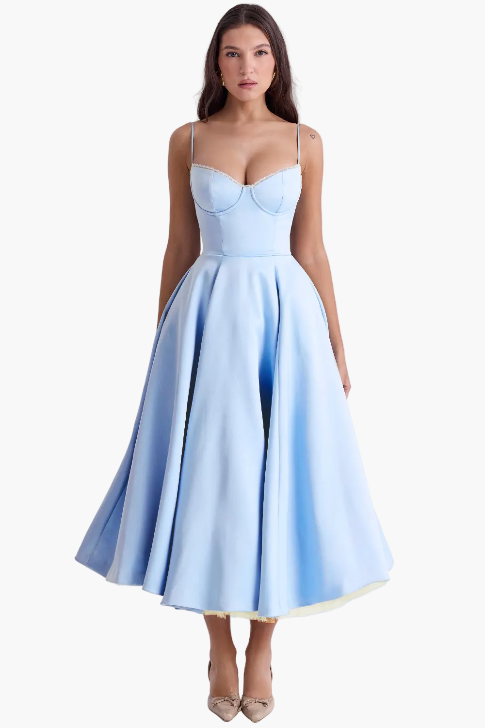 Elegante avondjurk voor dames prinsessenstijl bustier uitlopende midi rok