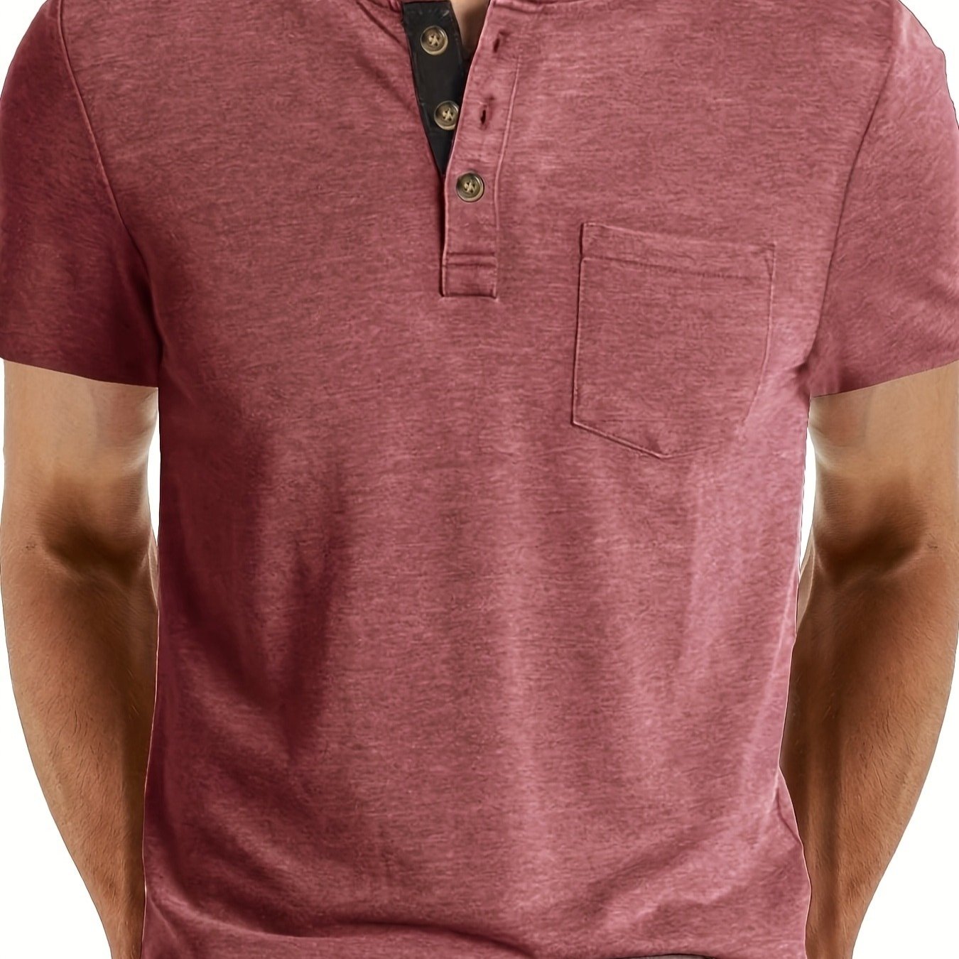 T-shirt à col tunisien décontracté pour homme – Style moderne pour usage quotidien