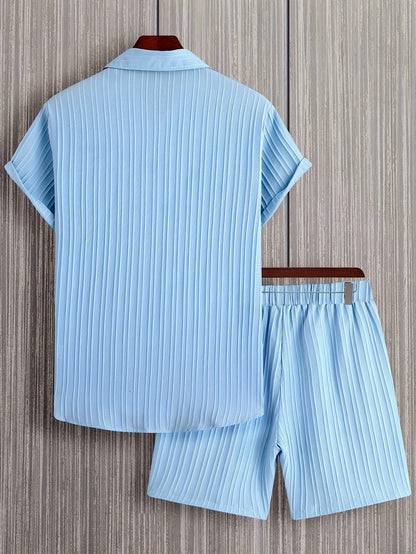 Ensemble décontracté estival pour homme, chemise à manches courtes et short, style urbain, idéal pour l'été