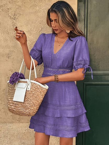 Elegant boheme-stil kjole til kvinder med flæser til forår og sommer
