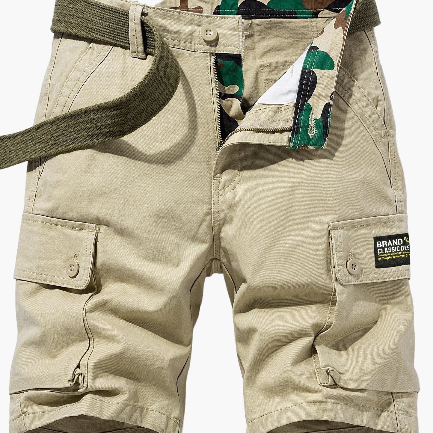 Casual short cargo shorts for men with multiple pockets and belt – Ideal for summer and outdoor activities