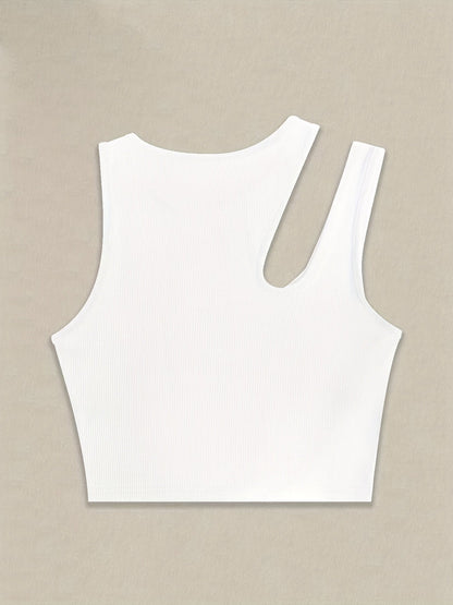 Women's trendy asymmetrical style tank top for summer - cropped fit, sexy and modern look