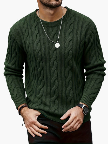 Pull à torsades style décontracté pour homme - idéal automne/hiver