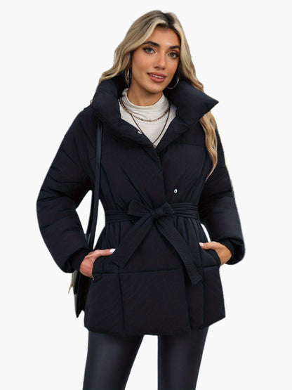 Veste matelassée ceinturée style décontracté pour femme – Idéale pour l’hiver et la mi-saison