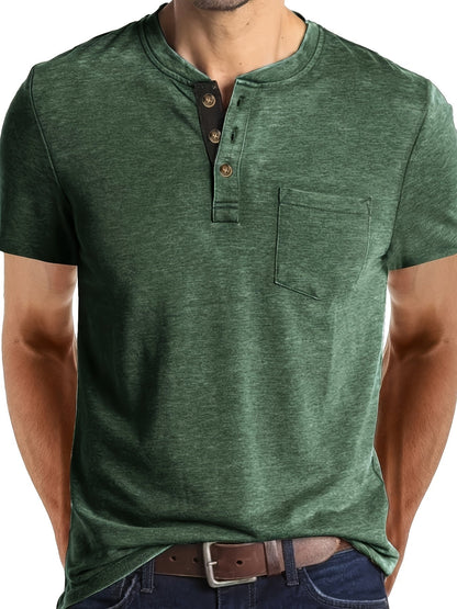 T-shirt à col tunisien décontracté pour homme – Style moderne pour usage quotidien