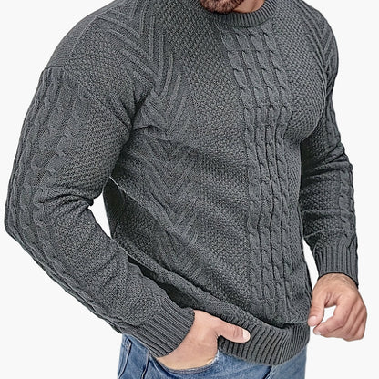 Pull torsadé pour homme style décontracté urbain – Manches longues, chic automne/hiver