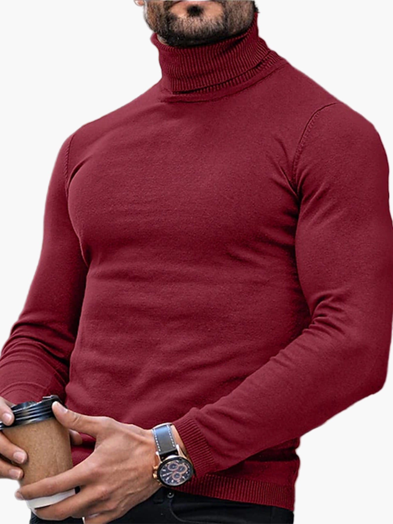 Pull col roulé homme style moderne élégant casual pour automne et hiver
