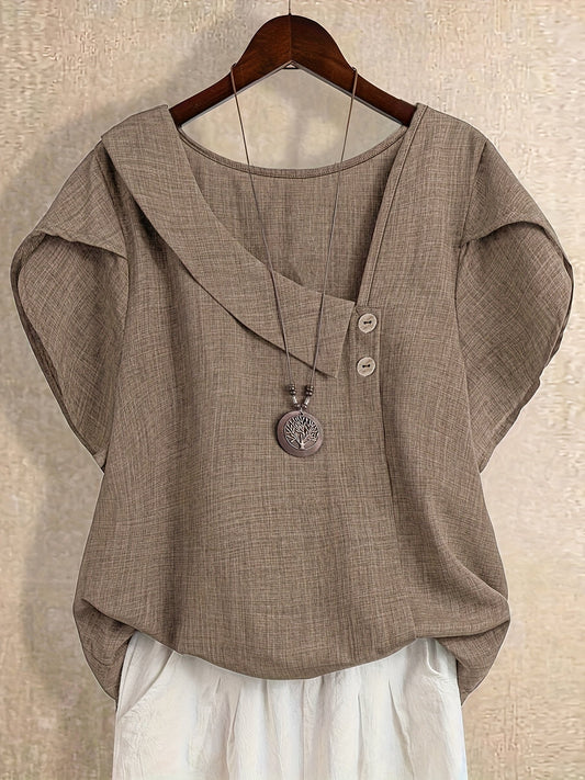 Blusa Tunica Donna Stile Asimmetrico Casual Elegante