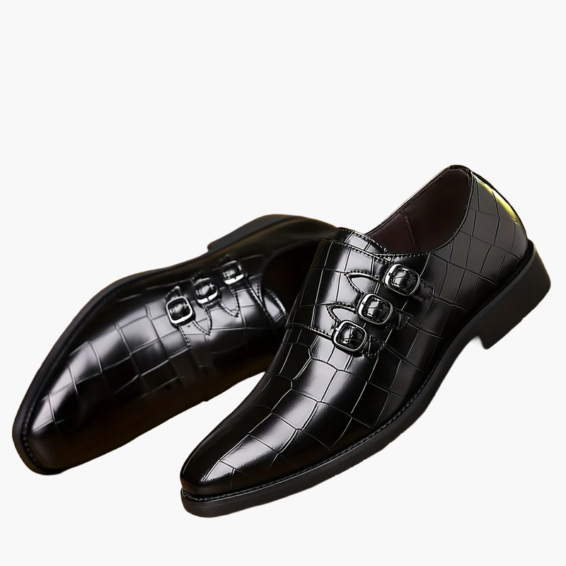 Scarpe eleganti da uomo con tripla fibbia stile vintage – eleganza formale e urbana