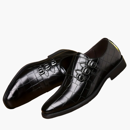 Scarpe eleganti da uomo con tripla fibbia stile vintage – eleganza formale e urbana