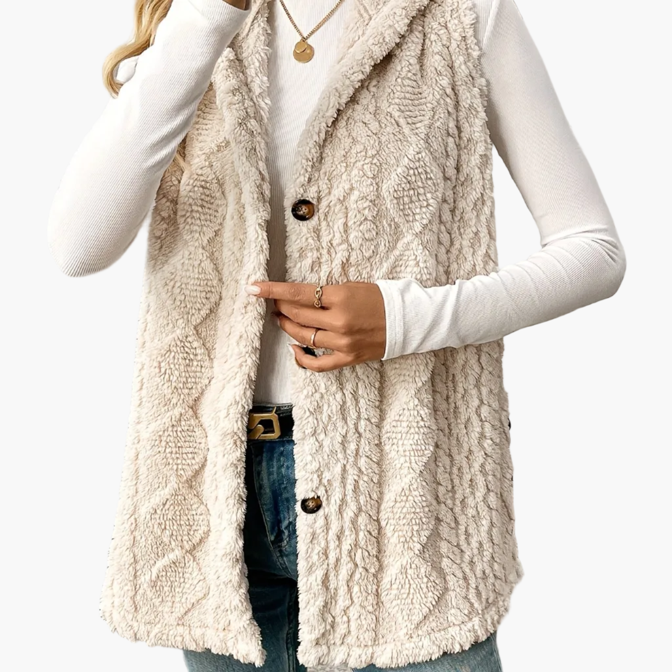 Gilet sans manches à capuche style torsadé pour femme, élégant et décontracté
