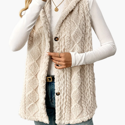 Gilet sans manches à capuche style torsadé pour femme, élégant et décontracté