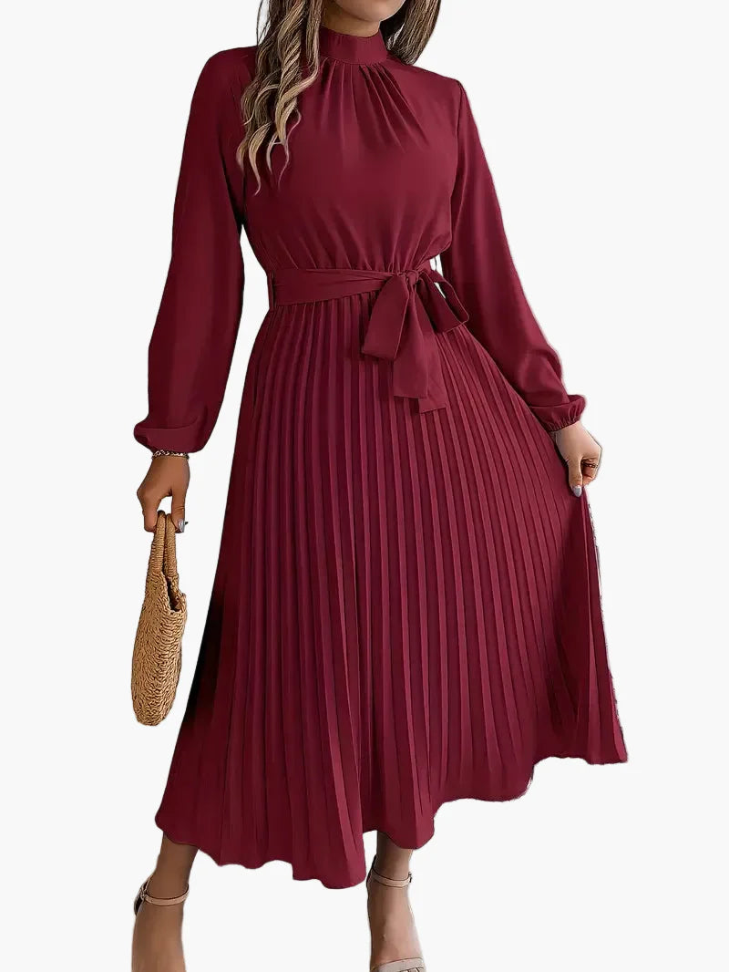 Vestido midi elegante con pliegues para mujer – Estilo refinado y versátil para ocasiones especiales