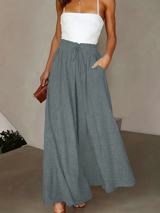 High-waisted wide-leg pants for women, elegant style for spring and autumn