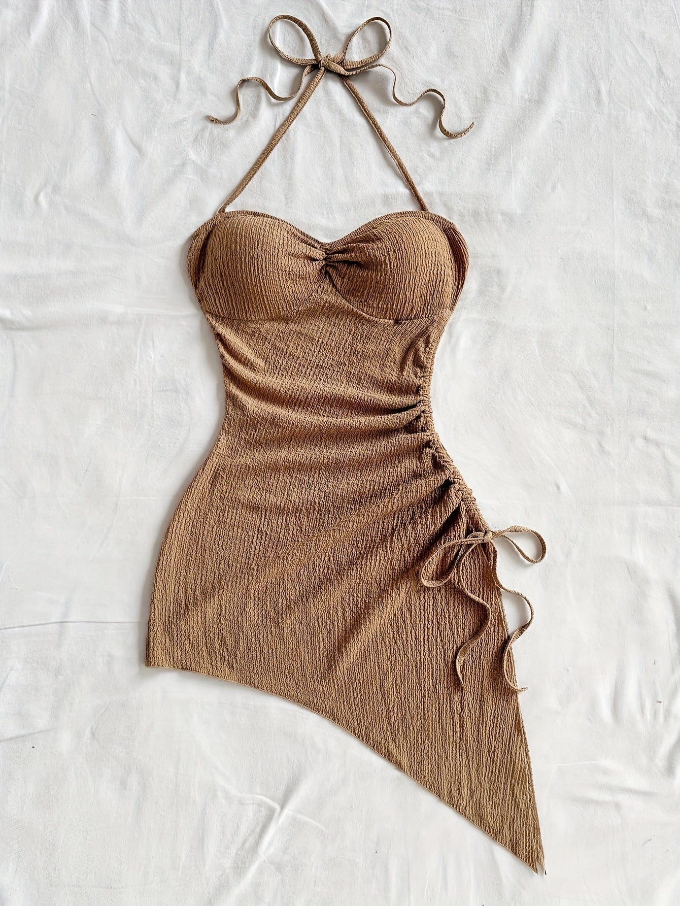 Robe Bodycon Femme Col Cœur Asymétrique Style Vacances Élégant