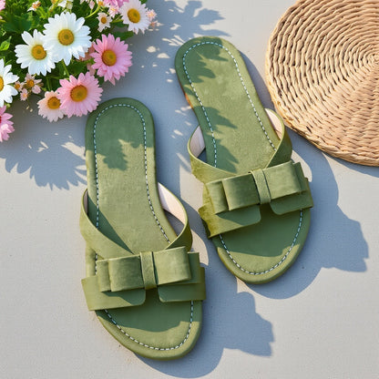 Sandalias planas elegantes para mujer con lazo para verano, estilo casual chic