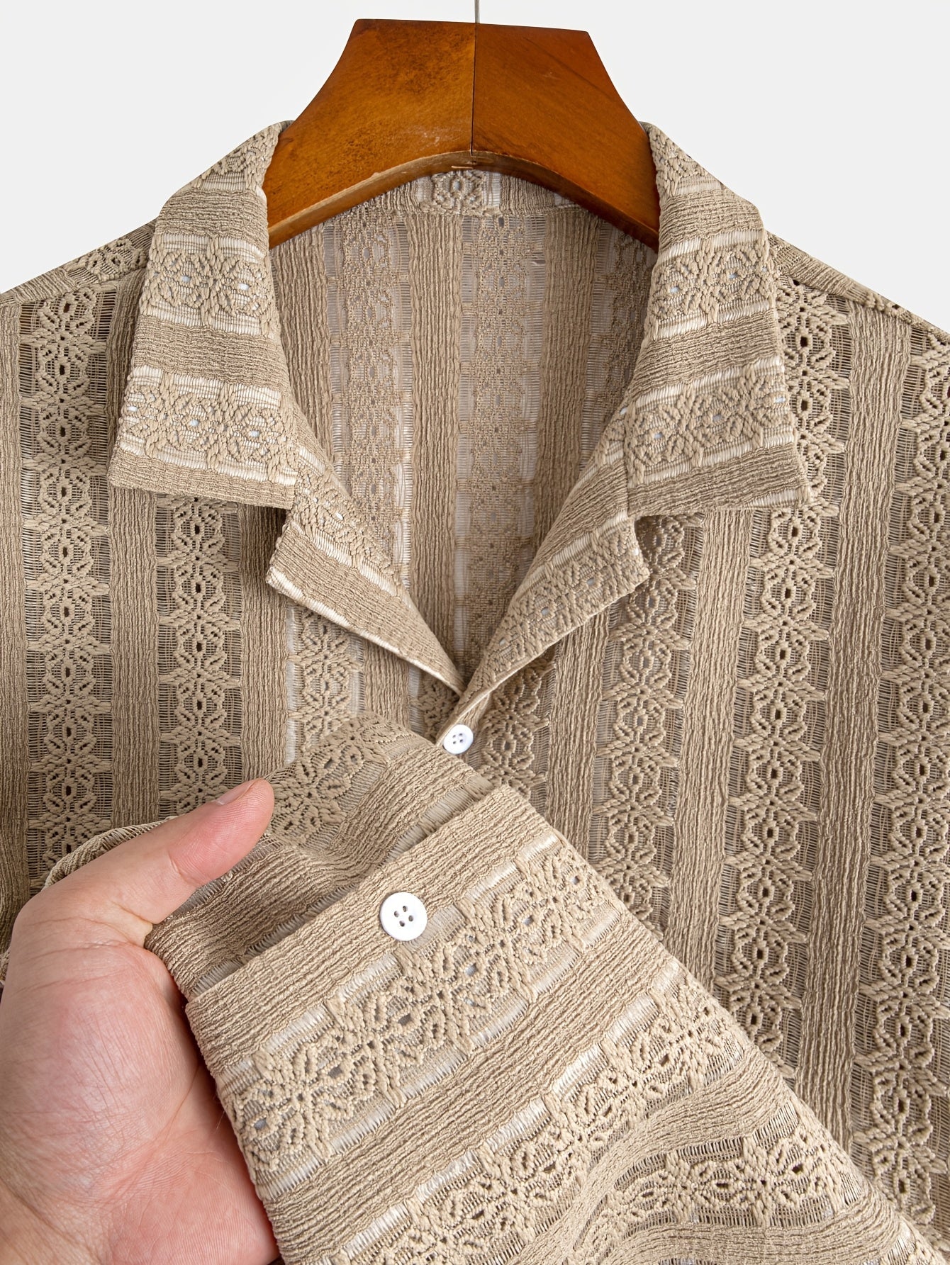 Camisa de vacaciones para hombre de manga corta, estilo resort, elegante y calada