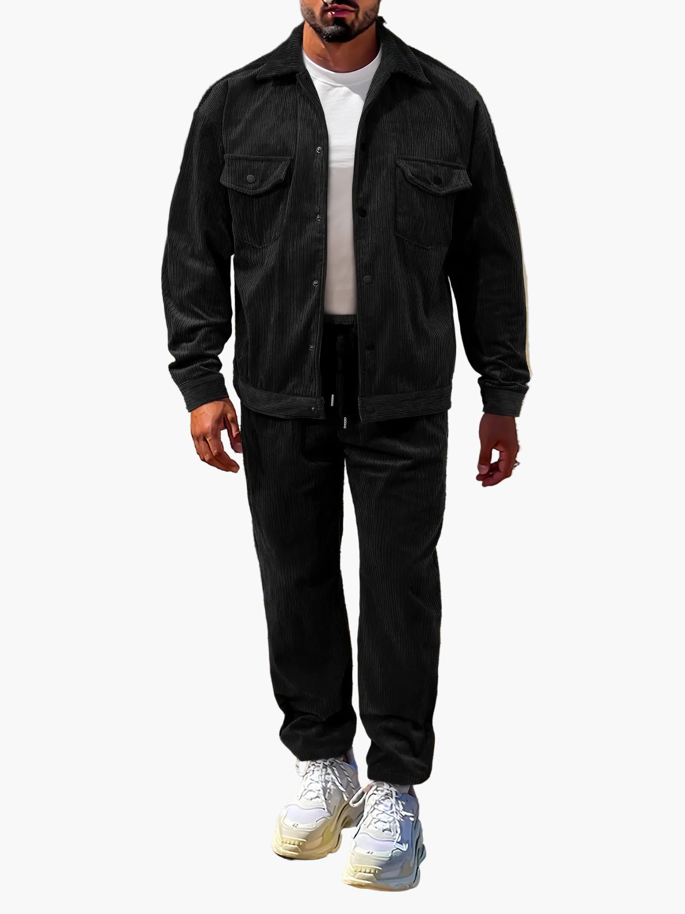 Ensemble décontracté homme style urbain veste et pantalon, idéal automne-hiver