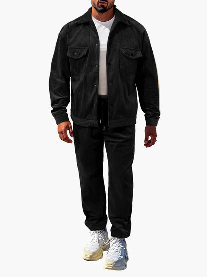 Ensemble décontracté homme style urbain veste et pantalon, idéal automne-hiver