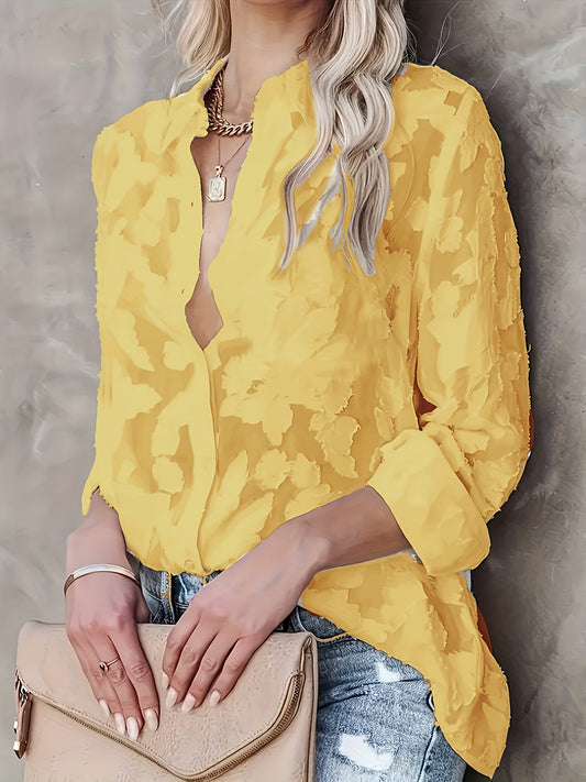 Blusa donna elegante con motivo floreale stile casual chic per uscite e ufficio