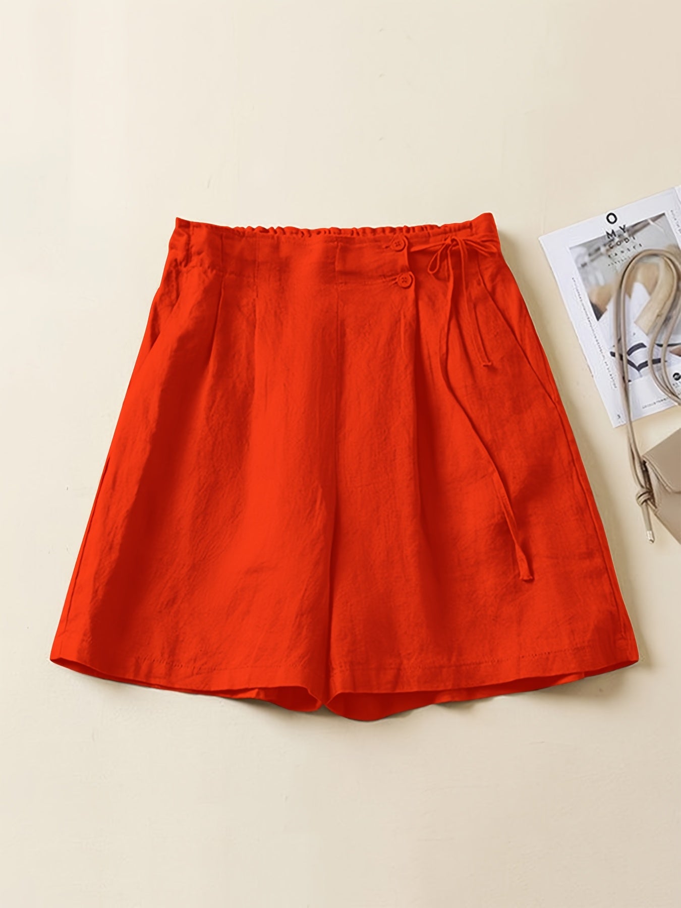 Shorts vita alta donna taglio ampio stile casual estivo