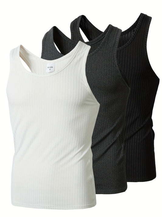 Canotta Sportiva Uomo Stile Moderno Confezione da 3 – Ideale per Allenamento e Quotidiano