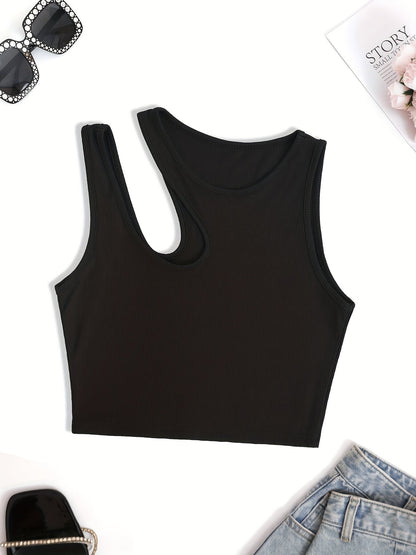 Women's trendy asymmetrical style tank top for summer - cropped fit, sexy and modern look
