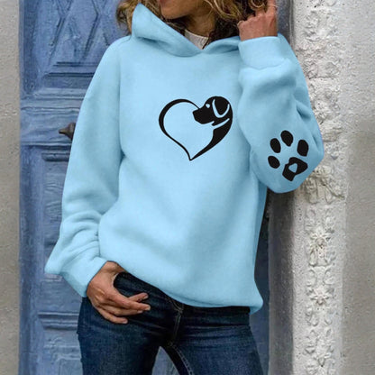 Sweat à Capuche Femme Motif Chien Amour Style Décontracté pour Amatrices de Chiens