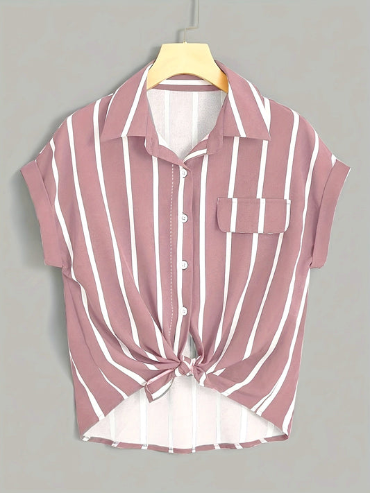 Chemise nouée à rayures style élégant pour femme - idéale pour l'été