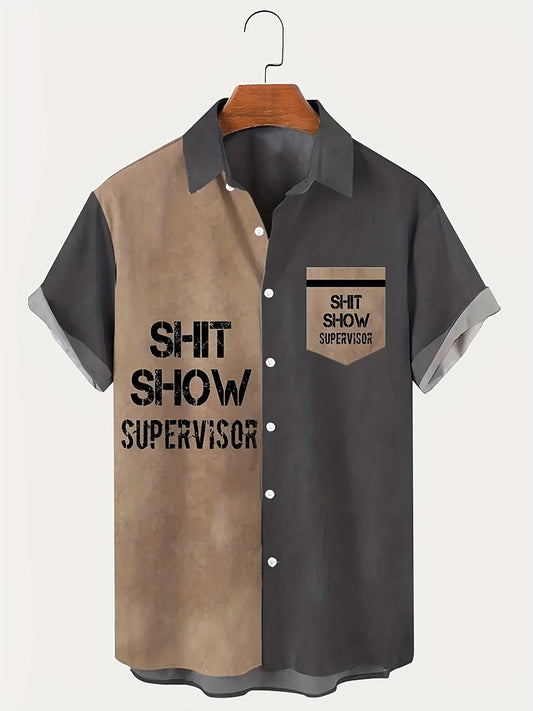 Men's vintage humorous short-sleeve shirt – Supervisor style "Shit Show," casual, summer