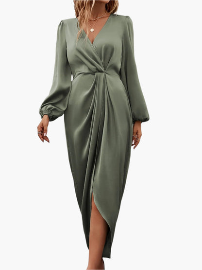 Robe portefeuille élégante de soirée pour femme, style drapé chic événement habillé