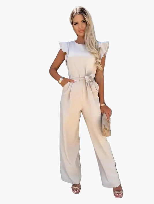 Combinaison élégante femme style chic avec ceinture et manches volantées - Idéale au quotidien et en soirée