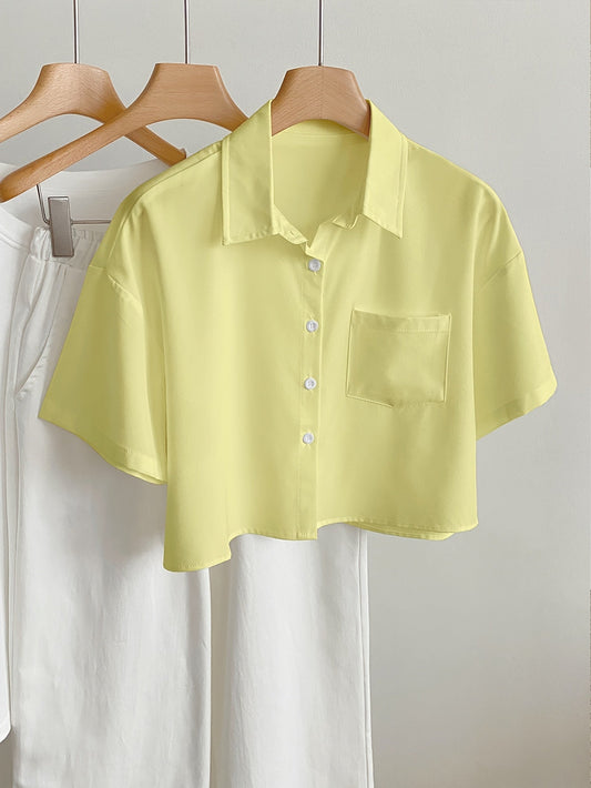 Chemise décontractée femme manches courtes style moderne à ourlet court