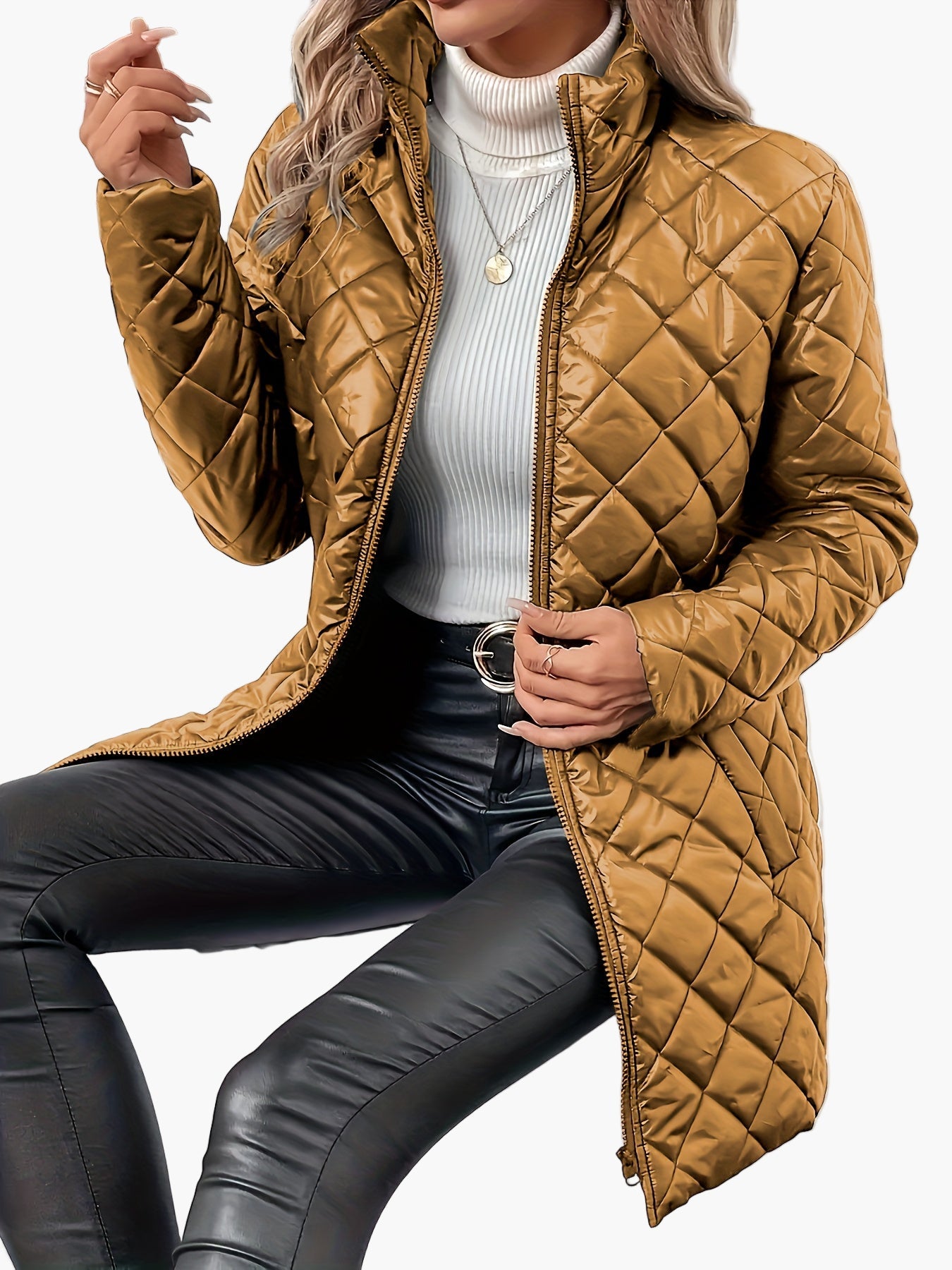 Manteau matelassé long femme style urbain chic pour l'hiver