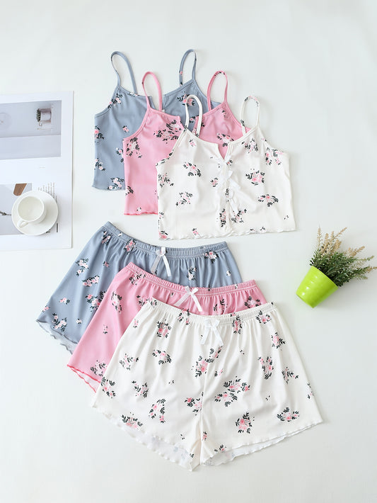 Pyjama Femme Ensemble 2 Pièces Style Floral Décontracté Été