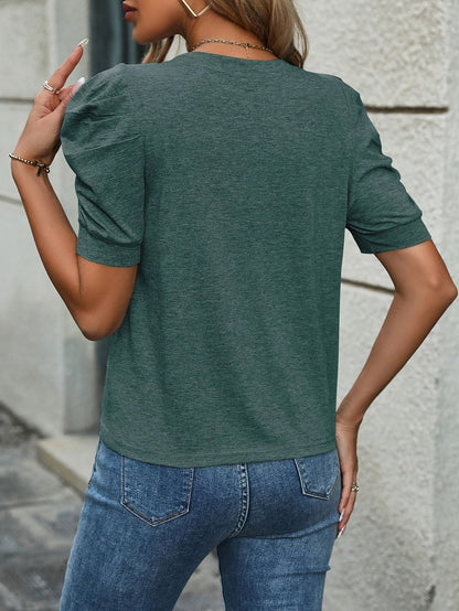 T-shirt Femme Élégant à Manches Bouffantes Style Décontracté Chic