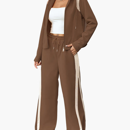 Ensemble de survêtement femme style décontracté avec veste à capuche et pantalon ample