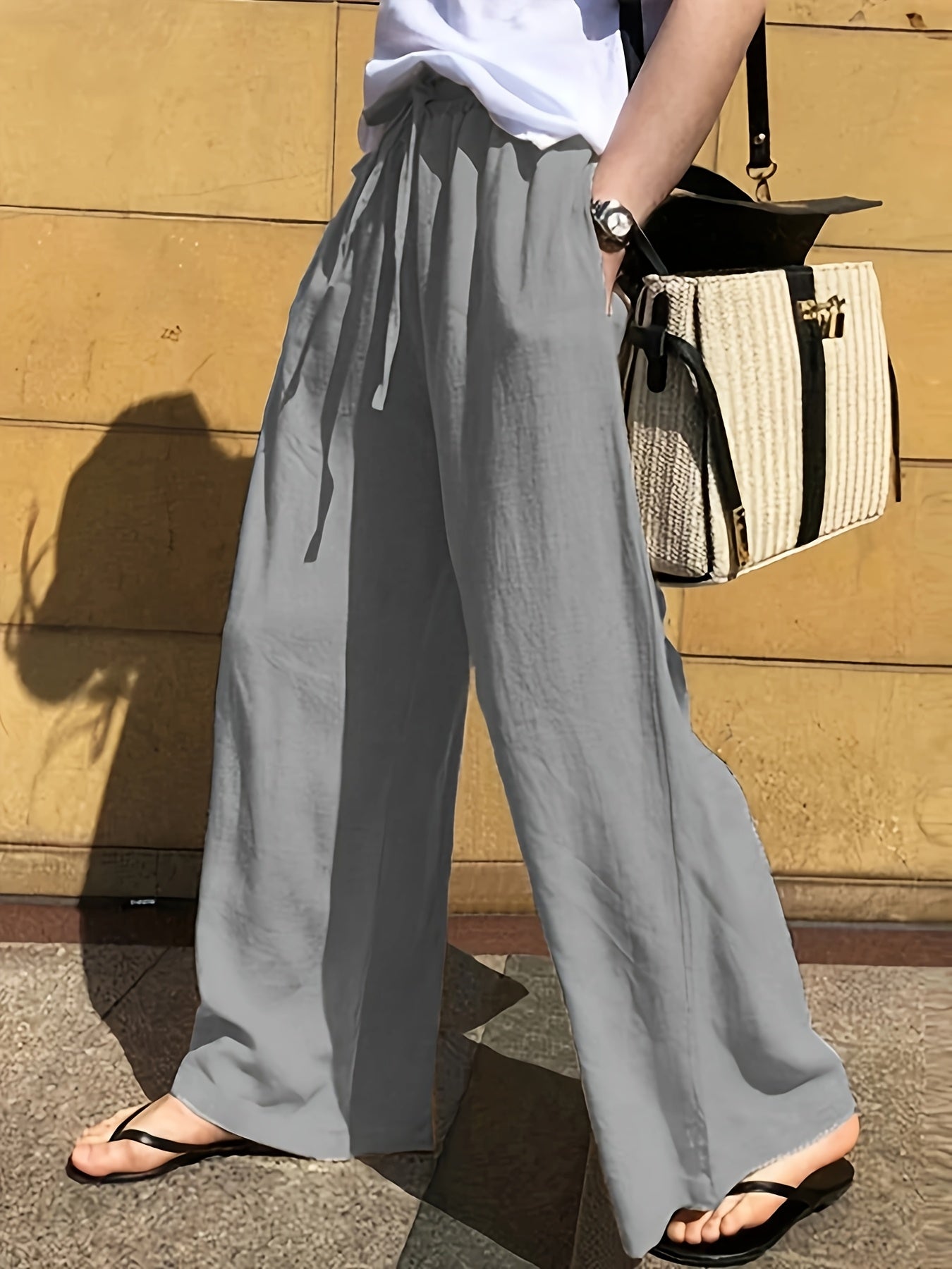 Pantaloni larghi donna stile casual chic con vita a coulisse – Ideali per primavera ed estate
