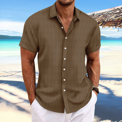 Dennis – Chemise décontractée à rayures en coton et lin