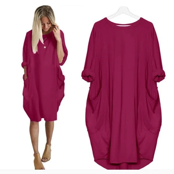 Emma – Robe Longue Évasée à Col Rond