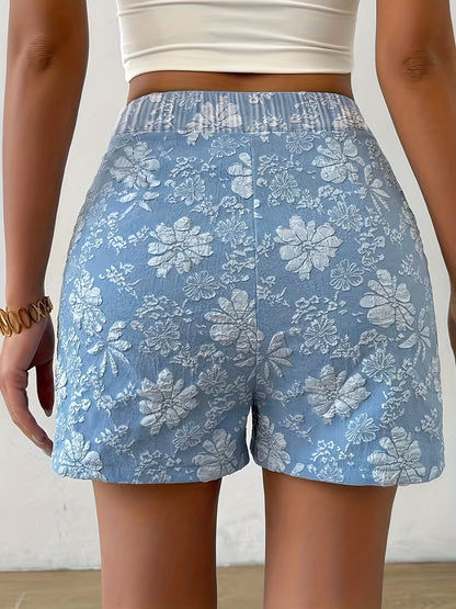 Short elegante para mujer, talle alto, bordado, estilo chic para el verano